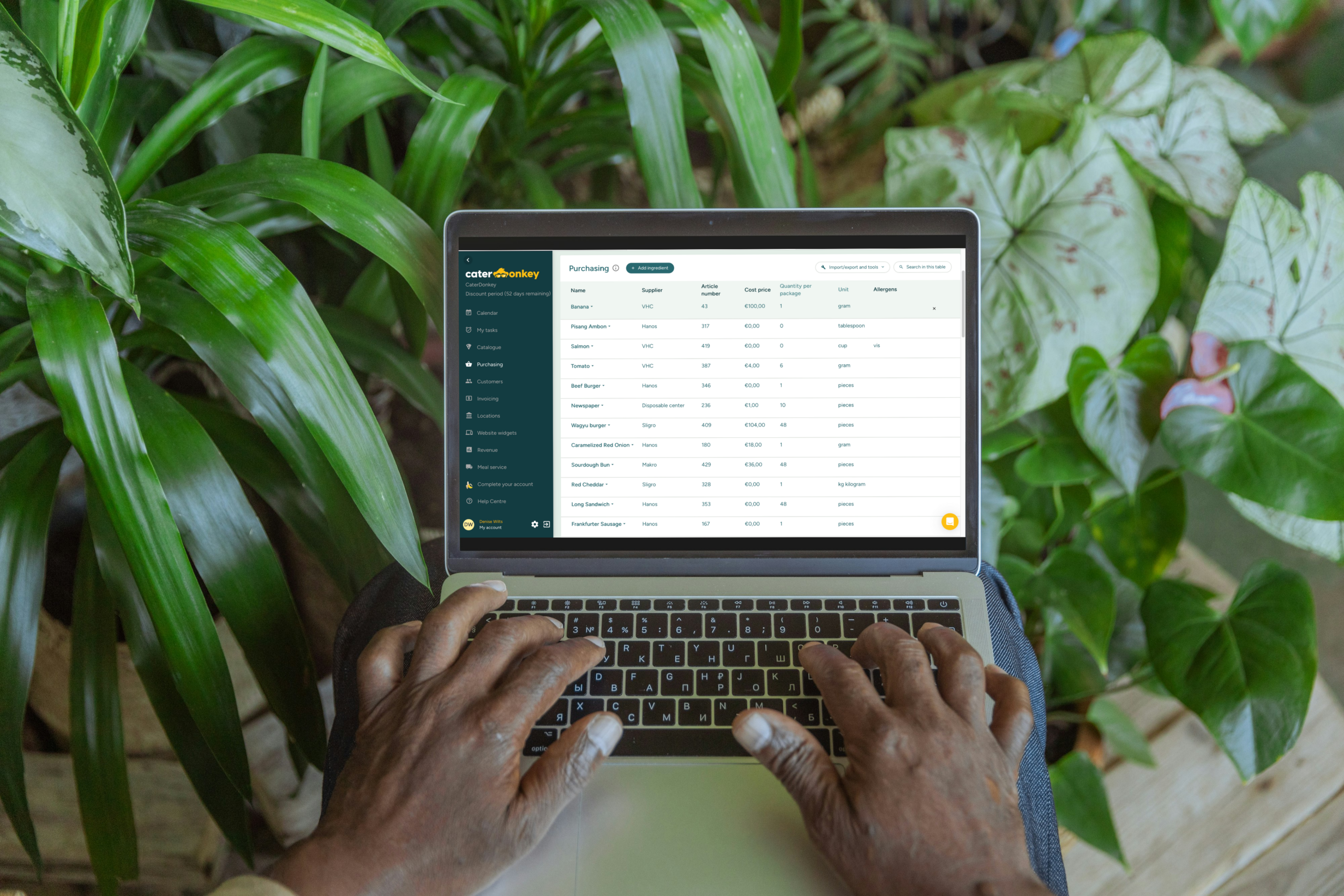 3. Automatic lists for your food and supplies Catering werklijsten