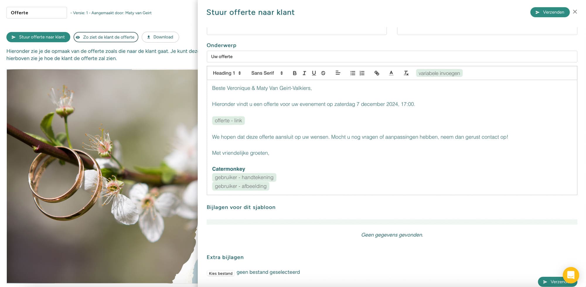 Verstuur offertes met handige e-mailsjablonen voor catering en events