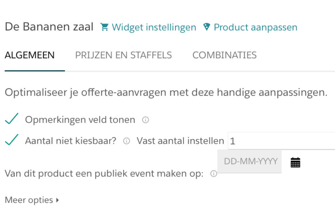 Beschikbare tijdsvakken toevoegen aan widget (website)